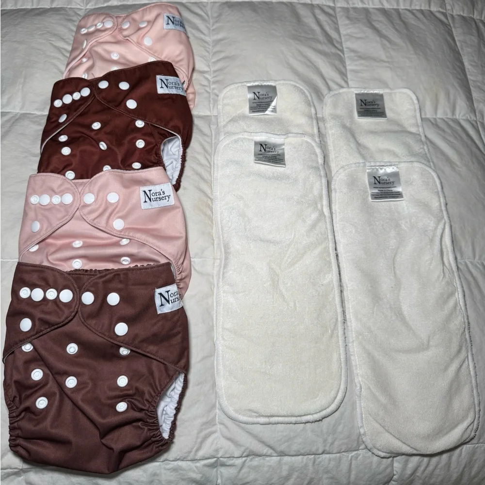 Nora’s Nursery 4 count pocket Neutral beige cloth diapers
